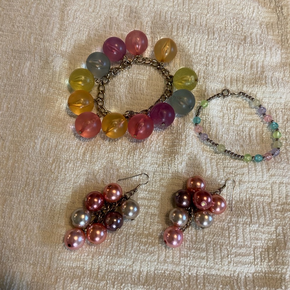 Vintage Bracelets and matching Earrings Beautiful Colors